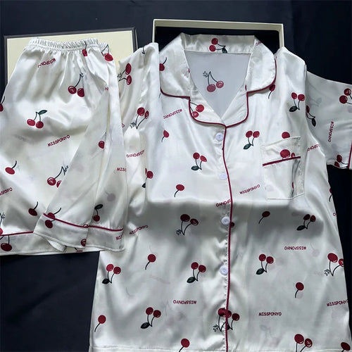 Cherry Bliss Satin Pajama Set