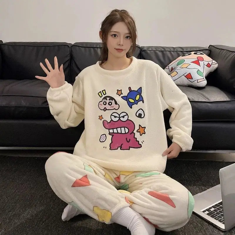 Couple Cartoon Fleece Pajamas