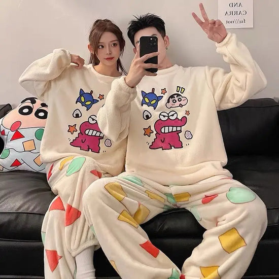 Couple Cartoon Fleece Pajamas