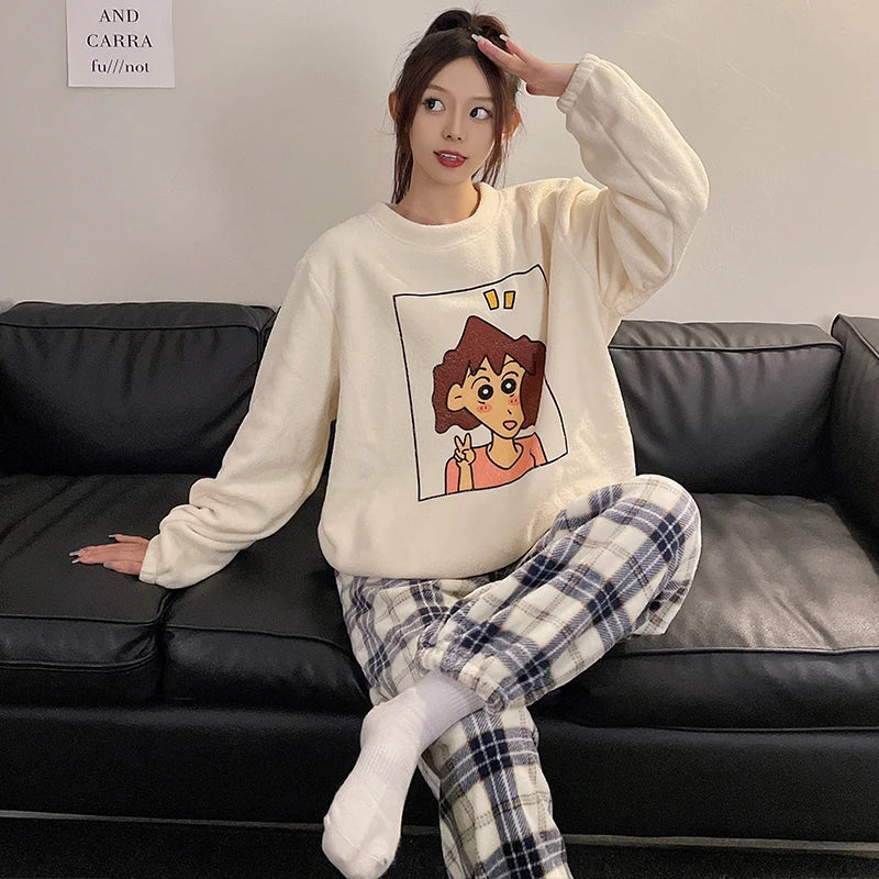 Couple Cartoon Fleece Pajamas