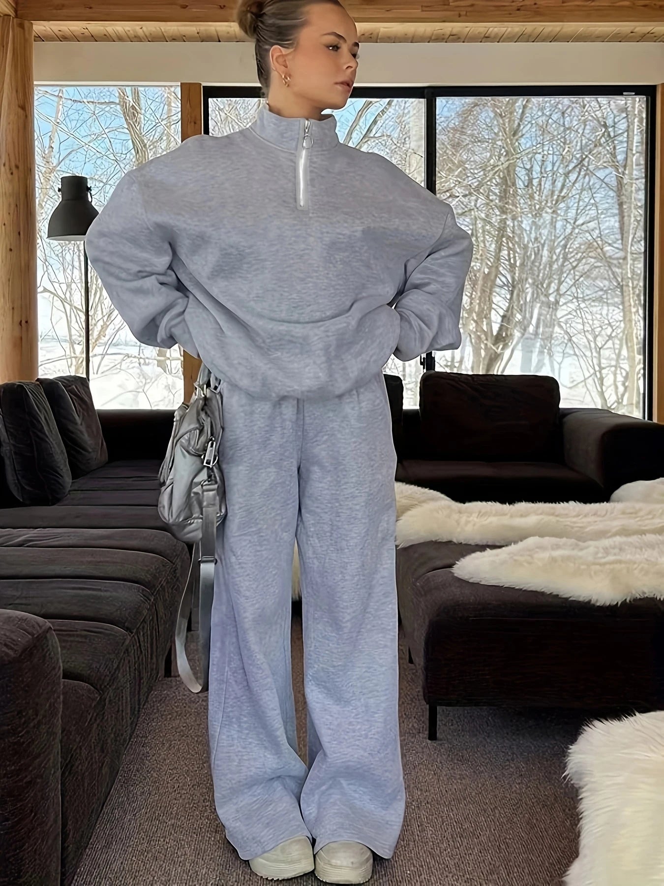 Oversized Fleece Warm Hoodie Set (2 pieces)