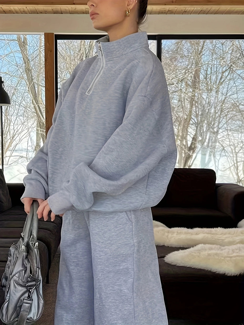 Oversized Fleece Warm Hoodie Set (2 pieces)